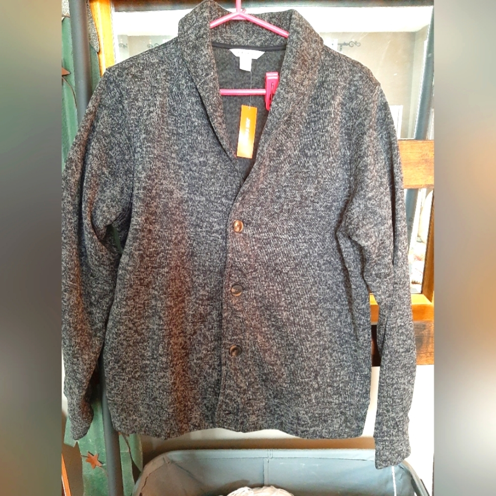 Joe Fresh MENS GREY/ BLACK CARDIGAN size medium